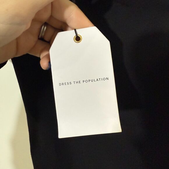 Dress The Population Tiffany One Shoulder Crepe Midi Dress - Black M - Picture 9 of 11